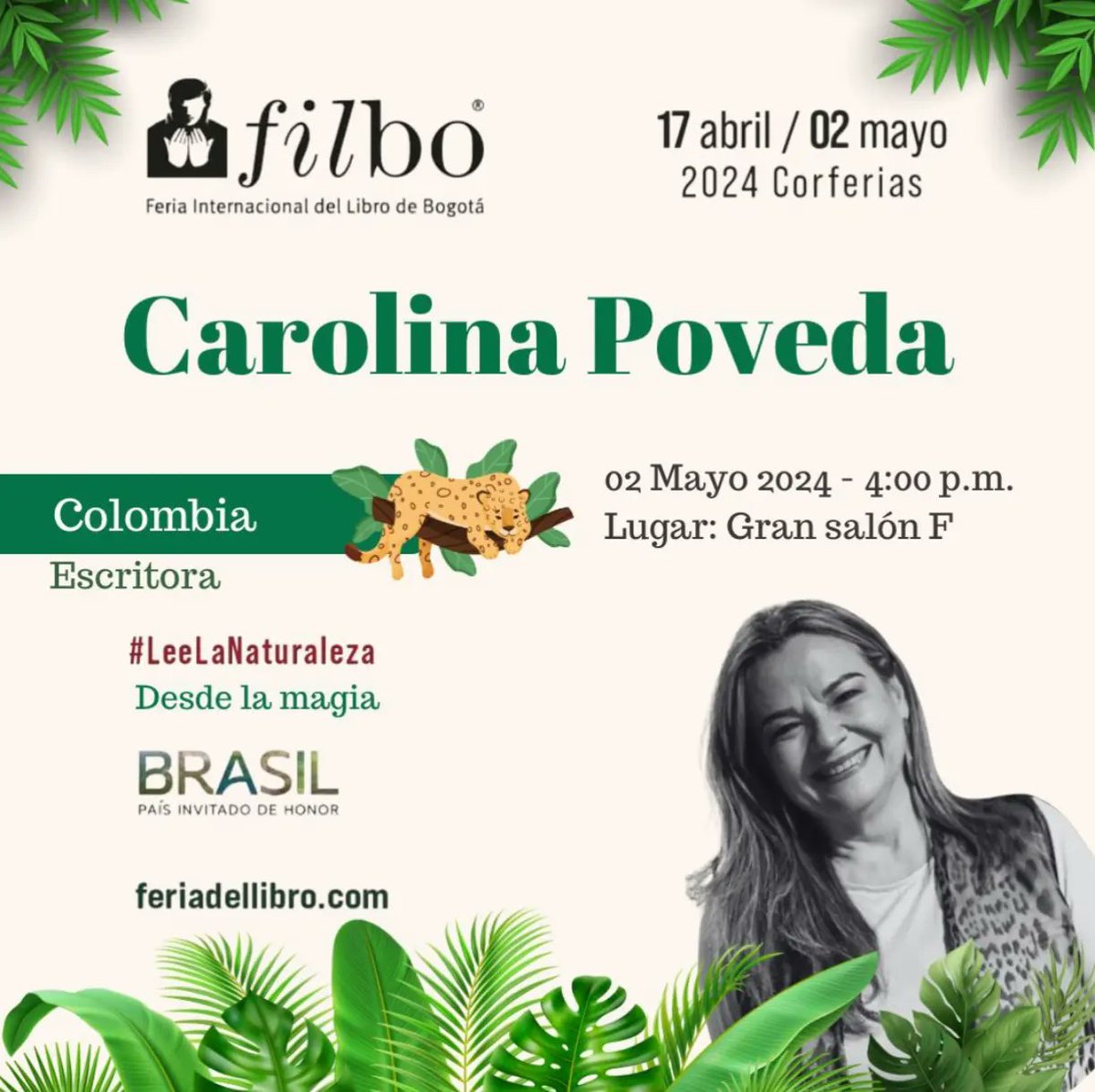 La FILBO 2024 llega hoy a su fin, y "La historia de Helena" ha Sido elegida para éste cierre, espero nos acompañen a celebrar la magia de la selva y nuestros hermanos mayores. 🐆💚