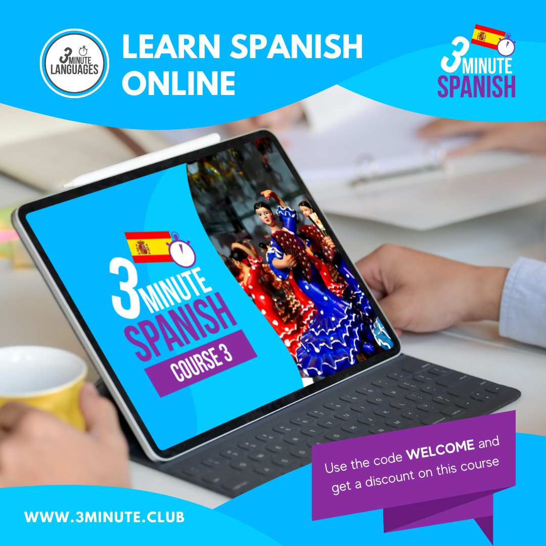 Hola :-)

Get my course “3 Minute Spanish – Course 3” here: bit.ly/4aDD9CJ 

Find all my 3 Minute Spanish courses here: courses.3minute.club/p/course-catal…

#learnSpanish #Spanishonline #Spanishlessons