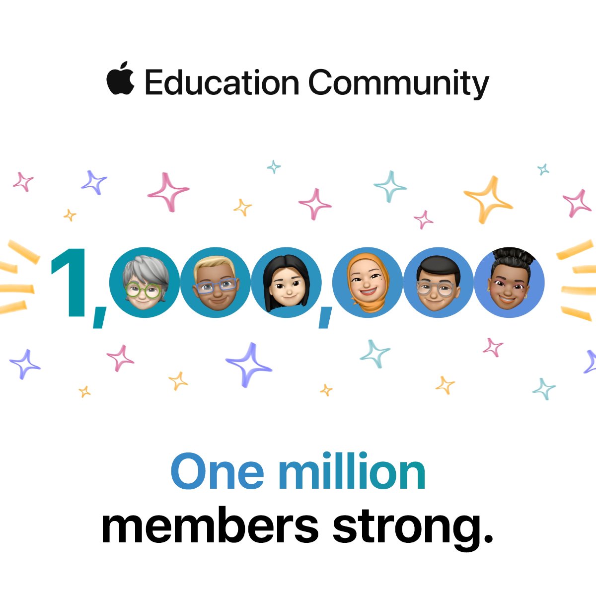 One Million Members 🥳 I’m proud to be part of the Apple Education Community because it enables me to share, collaborate, create and communicate with educators all across the world. #AppleEduCommunity