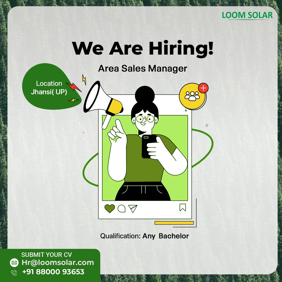 Join Our Amazing Team! As an Area Sales Manager at location Jhansi. Any graduate can apply for this post. How to apply: Interested professionals can send their updated CVs to Hr@loomsolar.com at +91-8800093653.
.
.
#HiringNow #jobs #search #hire #hiring #successtip