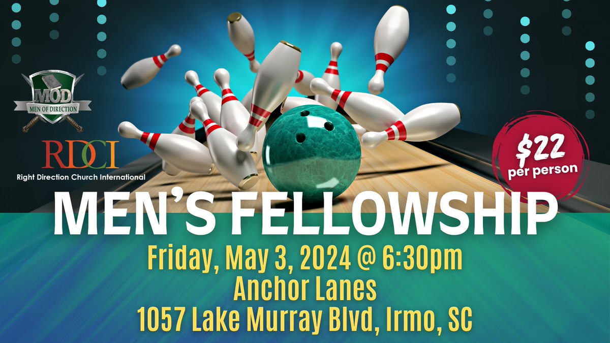 Who's up for a little competition(and maybe some trash talk 😂)? Brothers, join us tomorrow night at Anchor Lanes in Irmo! Cost is $22/person and includes 2 hours of bowling and shoes!