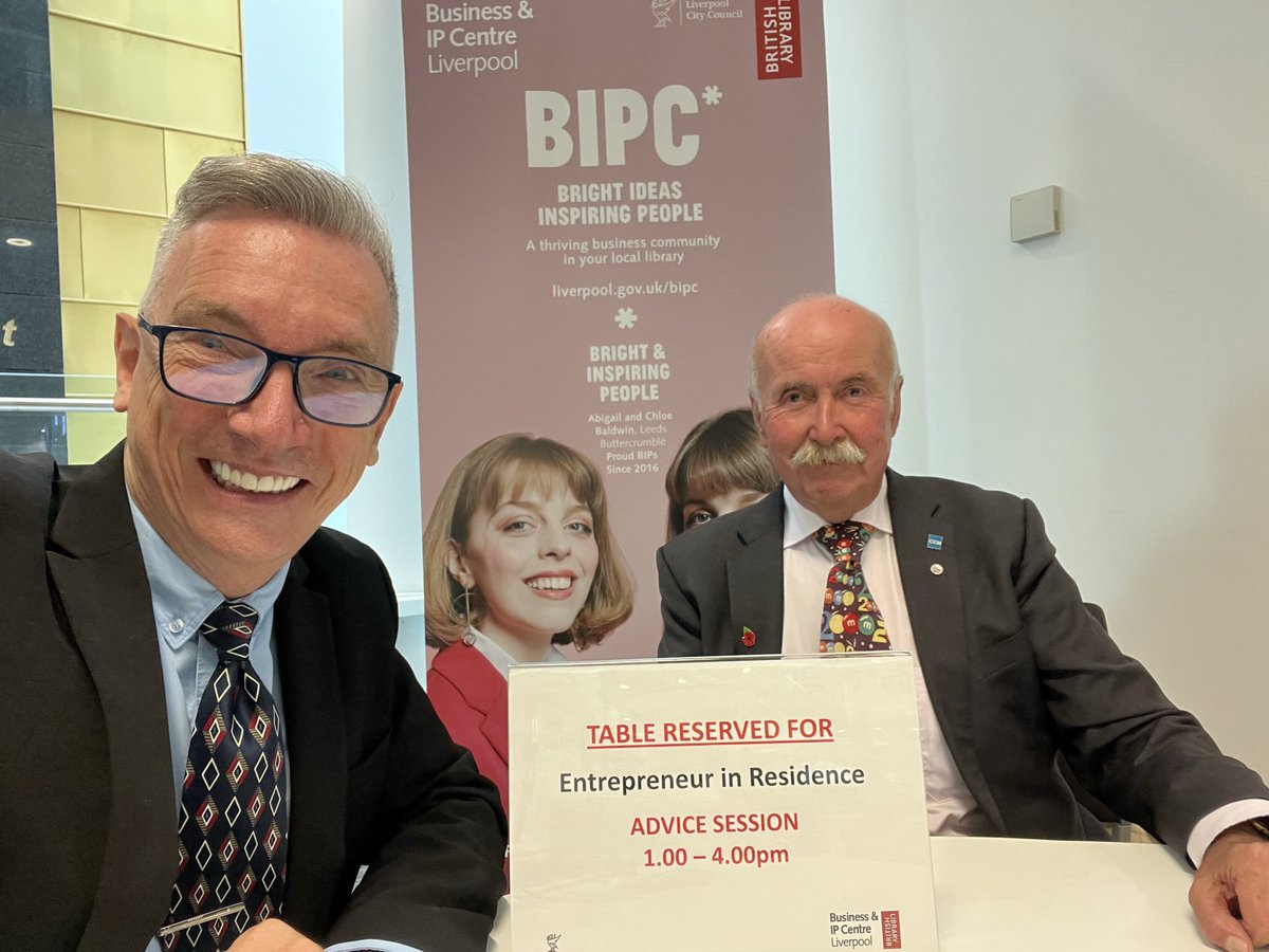 Thank you to my volunteer Glen Bullivant. He is a world renowned experienced credit management and credit control expert. He also travels all the way from Skipton to join us. A wonderful man. He’s at Liverpool’s Central Library until 4pm today to give general business guidance.