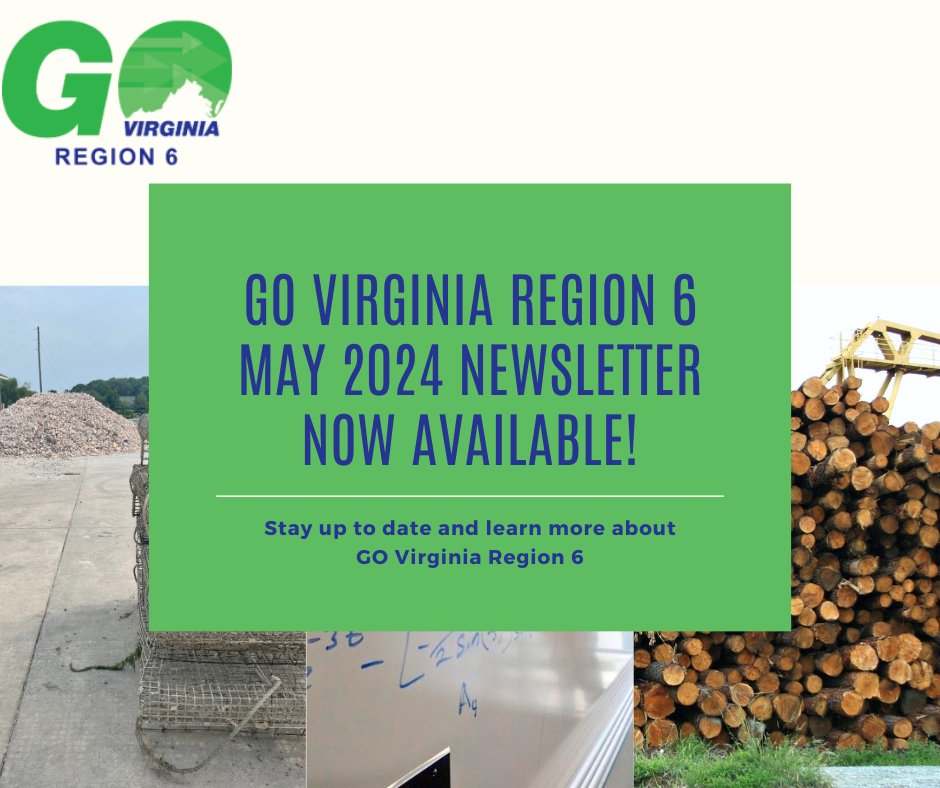 The latest edition of the GO Virginia Region 6 newsletter is now available! loom.ly/VEtGnA4 Make sure to subscribe to our newsletter to stay up to date on on all the news and events in Region 6!