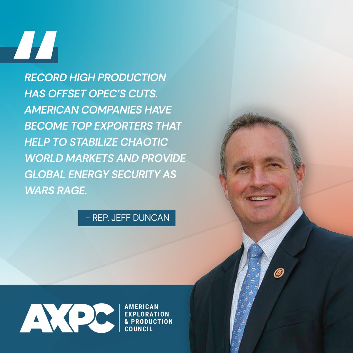.@RepJeffDuncan is spot on: 'America emerged as the top producer of oil and natural gas.' 'Record high production has offset OPEC’s cuts. American companies have become top exporters that help to stabilize chaotic world markets and provide global energy security as wars rage.'
