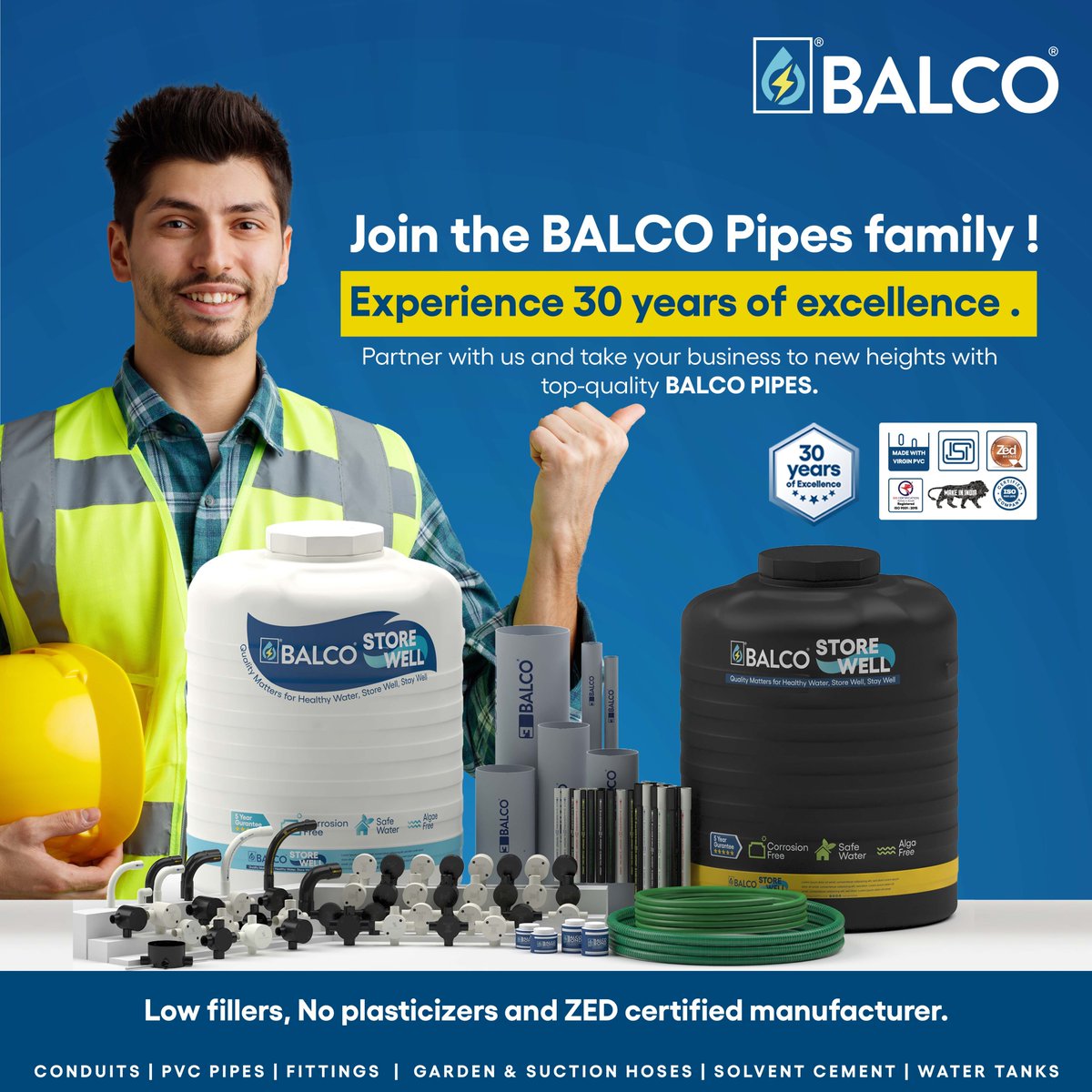 Unlock the full potential of your projects with BALCO Pipes' diverse product range. From electrical conduits to garden hoses and everything in between, we've got you covered. #BALCOPipes #ConstructionMaterials #balco #pipes #electrical #plumbing #strong #home #safehome #construct