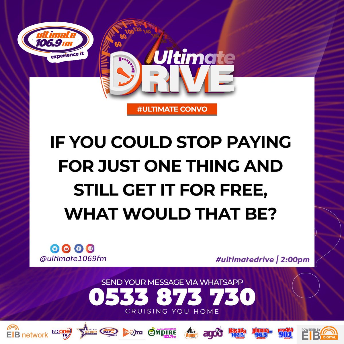 Nobody is coming to save you. Get up and be your own hero. #UltimateConvo: What would it be? Join the convo with your name and location. The best music collection and good vibes is here on the #UltimateDrive W/@MrBerry_Gh & @ny_jgreen Buckle up and stay active!🚘🚨