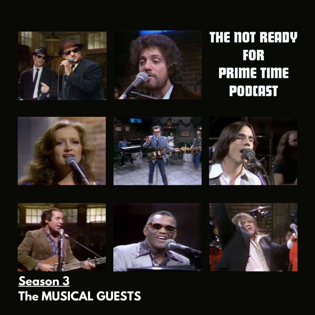 We're back NEXT WEEK w/ Season 3 of @nbcsnl!! #SNL finally gets some heavy hitters as MGs. @billyjoel, @JacksonBrowne, @TheBonnieRaitt, @ElvisCostello, Meatloaf, THE BLUES BROTHERS, and course...@PaulSimonMusic. Subscribe Today! buff.ly/43VkoaU #SNLvintage #podcasts