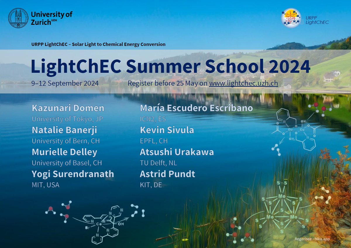 We know you have been waiting for it: The LightChEC Summer School 2024 now accepts applications😀
Check out our amazing list of teachers & speakers and sign up to learn more about photocatalysis, hydrogen-matter interactions, femtosecond spectroscopy, etc.
lightchec.uzh.ch/summerschool