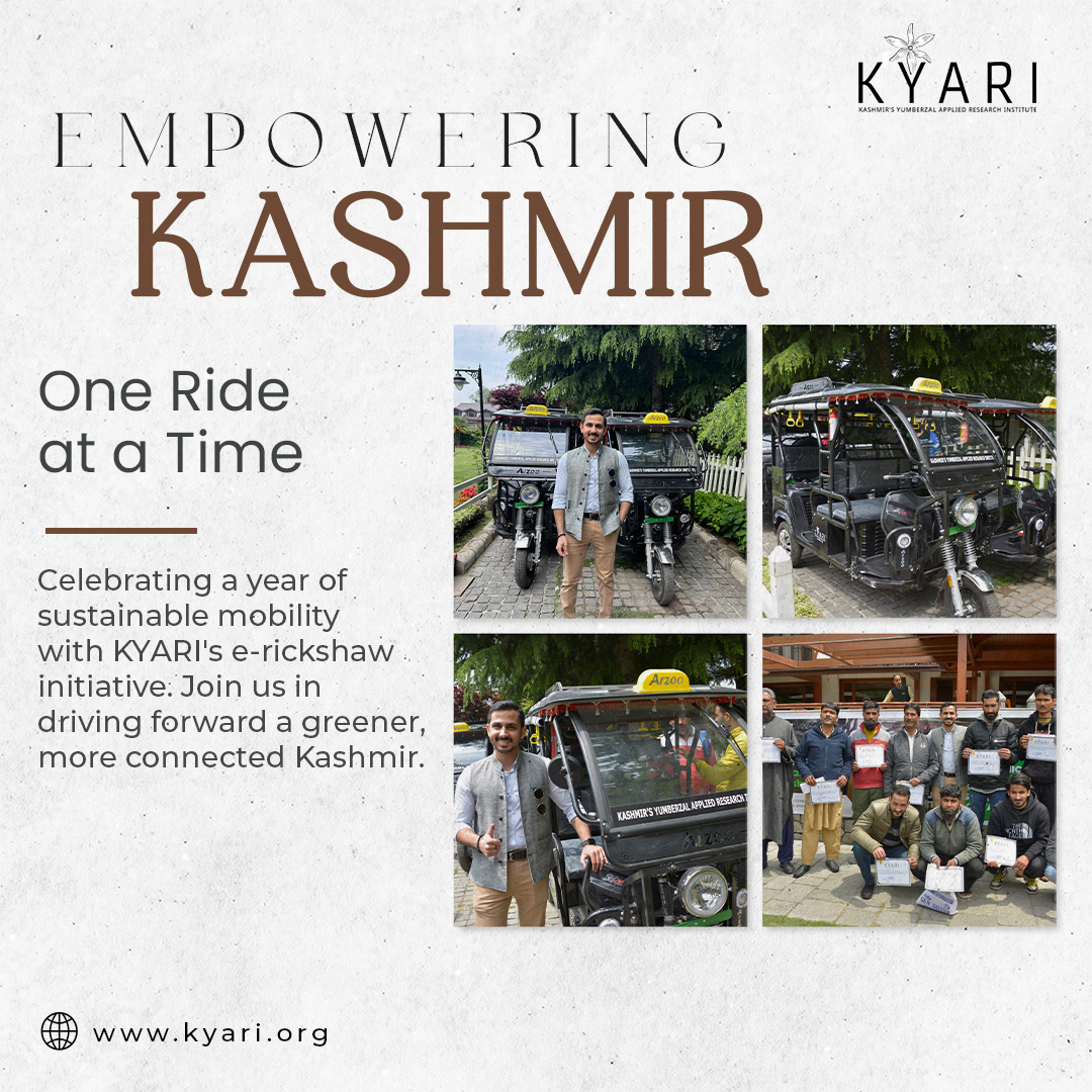 Driving Positive Change Together 🍃 Proud to contribute to a cleaner Kashmir with KYARI’s e-rickshaw initiative. Every ride supports our journey towards a sustainable future. #KYARIEcoDrive #SustainableKashmir #GreenTomorrow