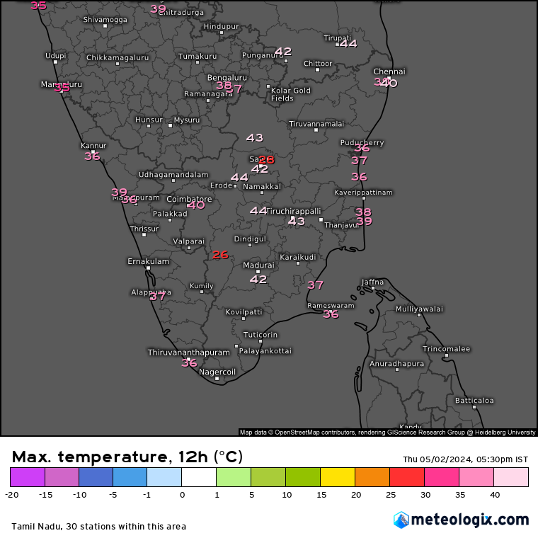 #Breaking Erode records 44°C, 2nd place in #TamilNadu to record 44°C this #Summer. #Dharmapuri records 42.5°C, the highest temperature since 1975 beating the 42.2°C recorded during April 2016. Meanwhile #Karur Paramathi pushes the bar to 44.3°C beating yesterday's record.…