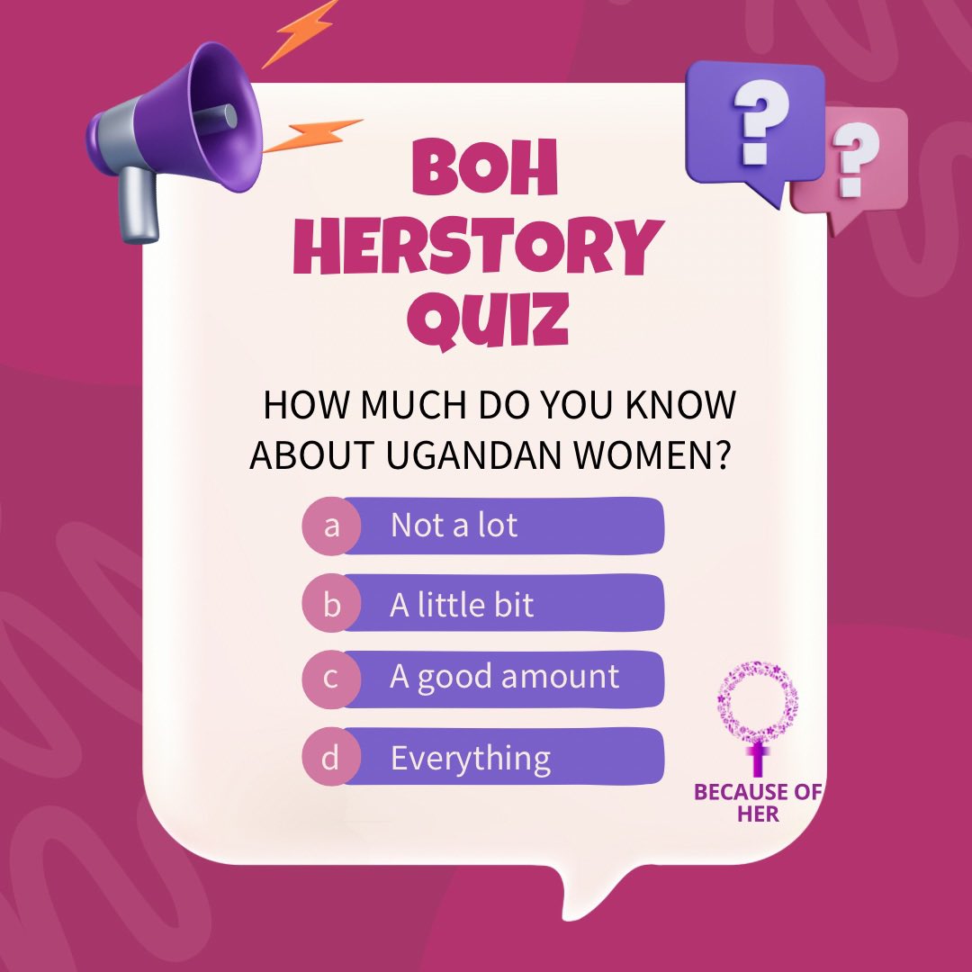 ✨We’re back to test your knowledge on women's history & achievements in Uganda with our BOH Herstory quiz! 

This week’s is going to test your knowledge on Menstrual Health. Click the link👇🏾 & let’s see how much you!
docs.google.com/forms/d/e/1FAI…

#womenshistory #celebratewomen