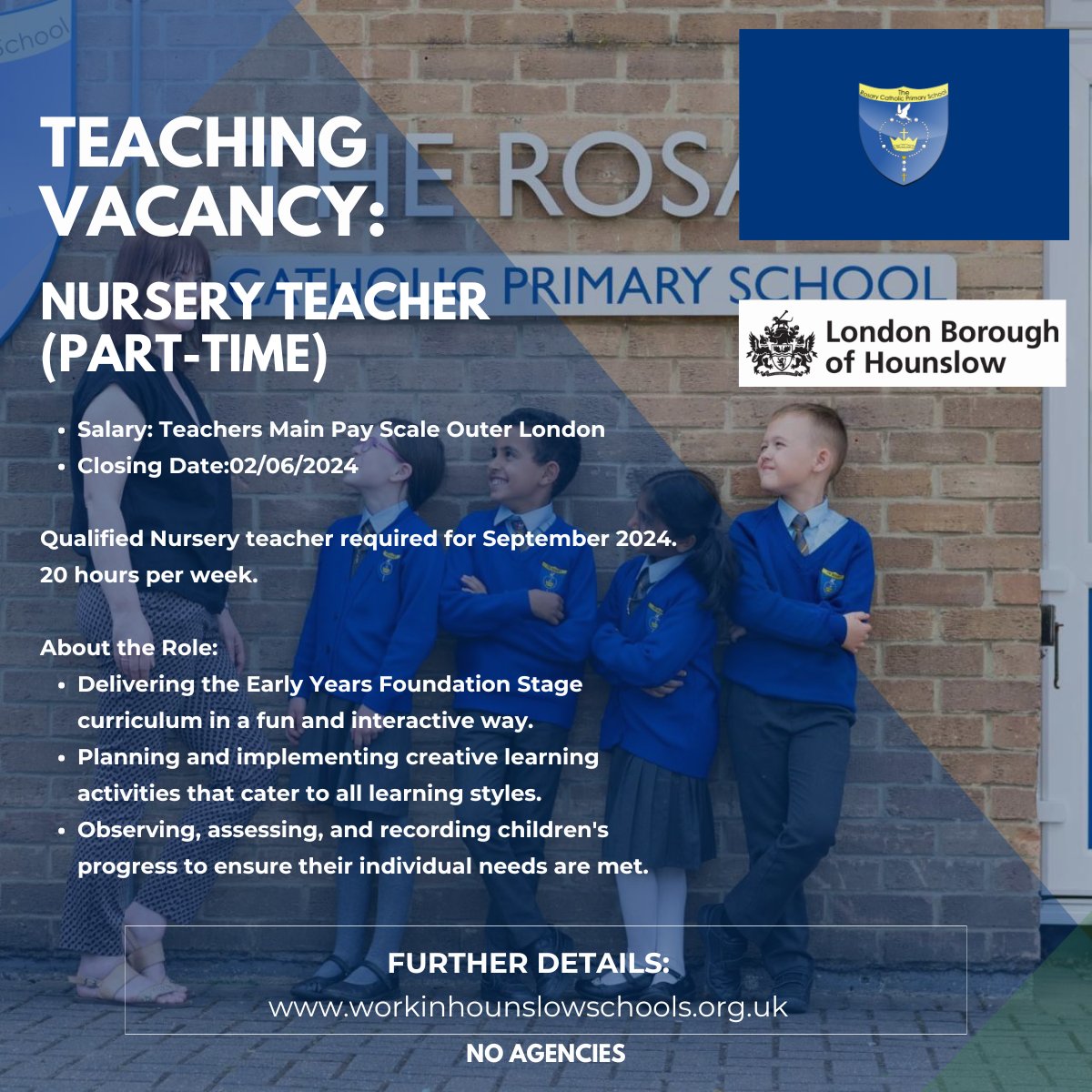 New Vacancy: Part-time Nursery Teacher required at <a href="/RosaryPrimary/">RosaryPrimarySchool</a> in Heston. Great opportunity for an EYFS practitioner! Apply now: workinhounslowschools.org.uk/find-a-job/nur… #TeachHounslow #TeachLondon #TeachingJobs