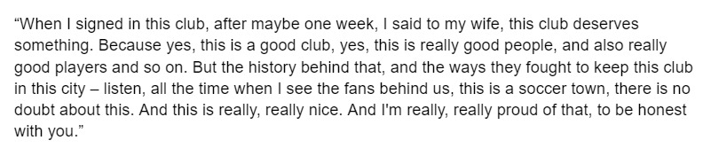 <a href="/ColumbusCrew/">The Crew</a> During last night's press conference, I asked Wilfried Nancy if he had a message to Columbus, a city that almost lost the Crew a few years ago and now gets to experience this incredible #CCCFever moment.

His response: