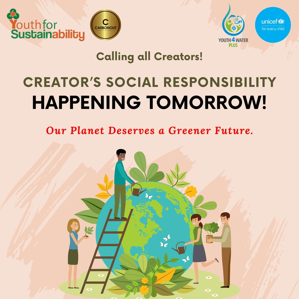 Creator's Social Responsibility happening tomorrow. Let's use our creativity to inspire a sustainable future.

#creatorsforclimate #creatorsforchange #youth4waterplus #youthempowerment