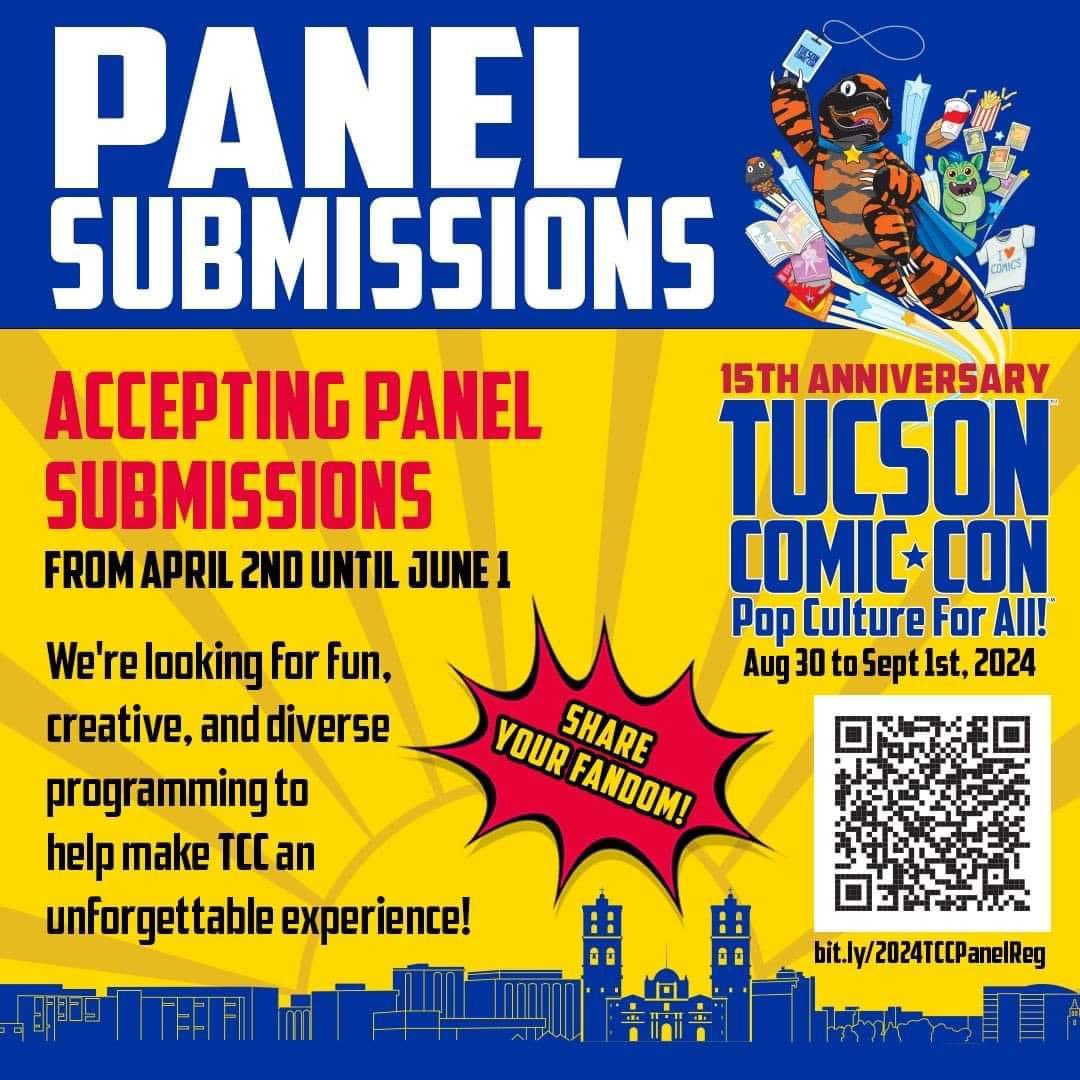 Who’s Submitting cool ideas for one of our favorite Cons!

shorturl.at/lIMP3

#tcc24 #tucsoncomiccon2024 #tucsonarizona #tucsonlocalbusiness 
#gameshow #filmmaker #books #games #comics  #videogame #cosplay