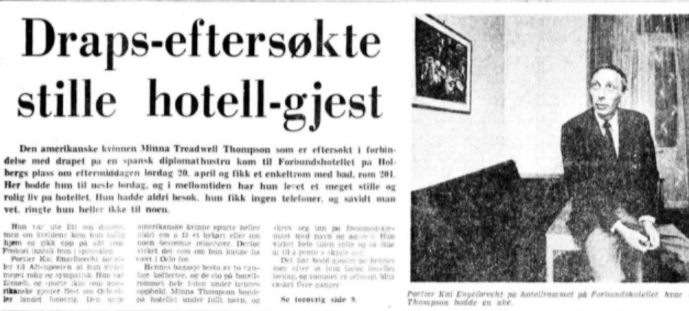 Draps-eftersøkte stille hotellgjest. Fra @Aftenposten #pådennedag 1974.