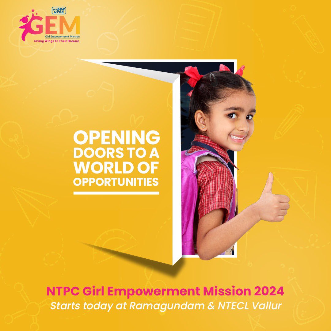 NTPC begins a transformative chapter with its flagship CSR Initiative, Girl Empowerment Mission 2024, launched on 25th April, 2024 at Kanti and commencing today at Ramagundam and NTECL Vallur. Starting from 2018, NTPC is hosting the 5th edition of GEM across 42 locations, with