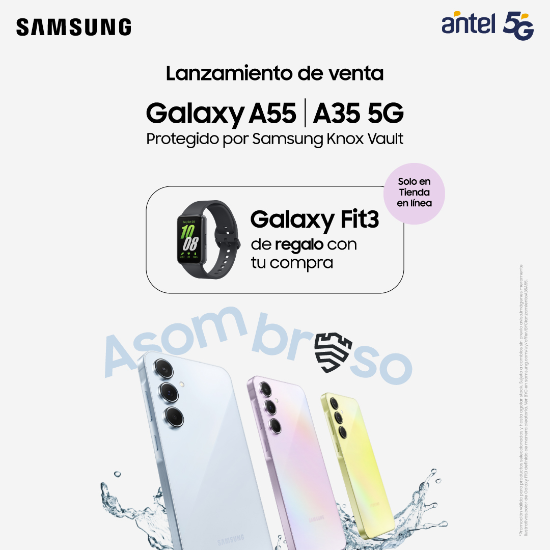 ¡Los mejores equipos los encontrás en Antel! 📲😉 Comprá el Samsung A35 y A55 en nuestra tienda en línea y disfrutá de un regalo increíble. 🎁✨ ¡No te lo pierdas! +info en 👉 tienda.antel.com.uy