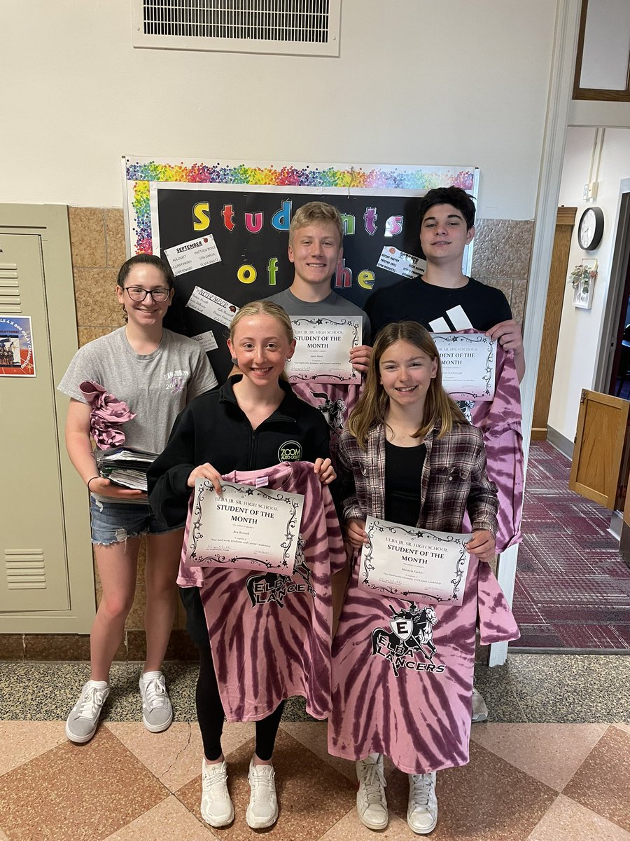 April Students Of The Month!! Congratulations to Clara, Jason, Gunnar, Ava, Makayla, and Alex (not pictured) who are being recognized for their hard work, kindness and lancer leadership this month. Great job!! #OneElba