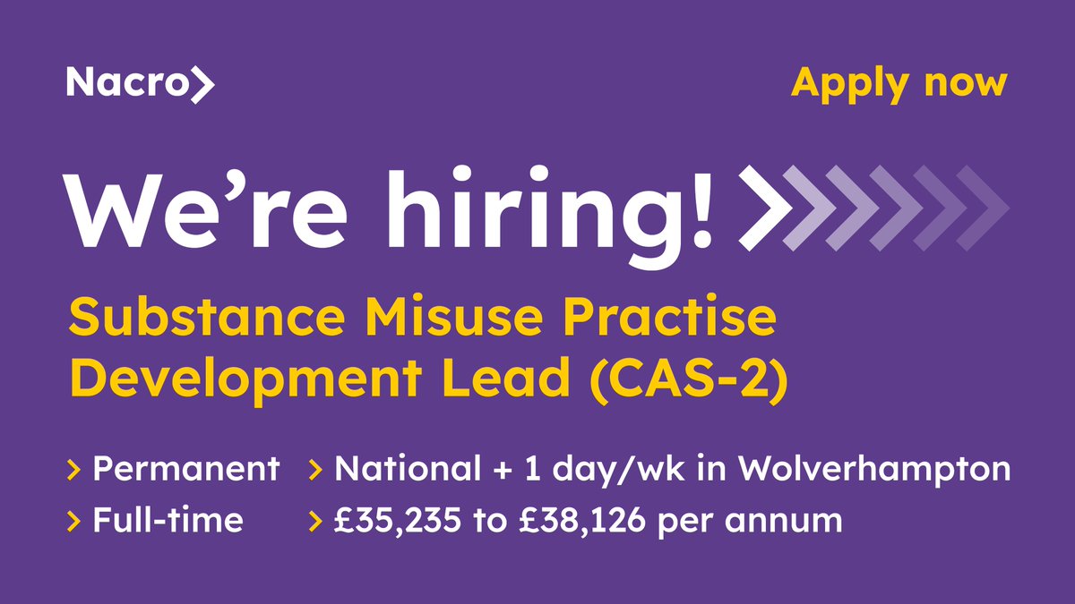 👇 Do you want a job that plays a part in making a real difference? Check out this local vacancy in Wolverhampton! Substance Misuse Practise Development Lead - CAS2: buff.ly/3xZbtcS #charityjobs #jobs #wolverhampton #wolverhamptonjobs #jobsearch #jobvacancy