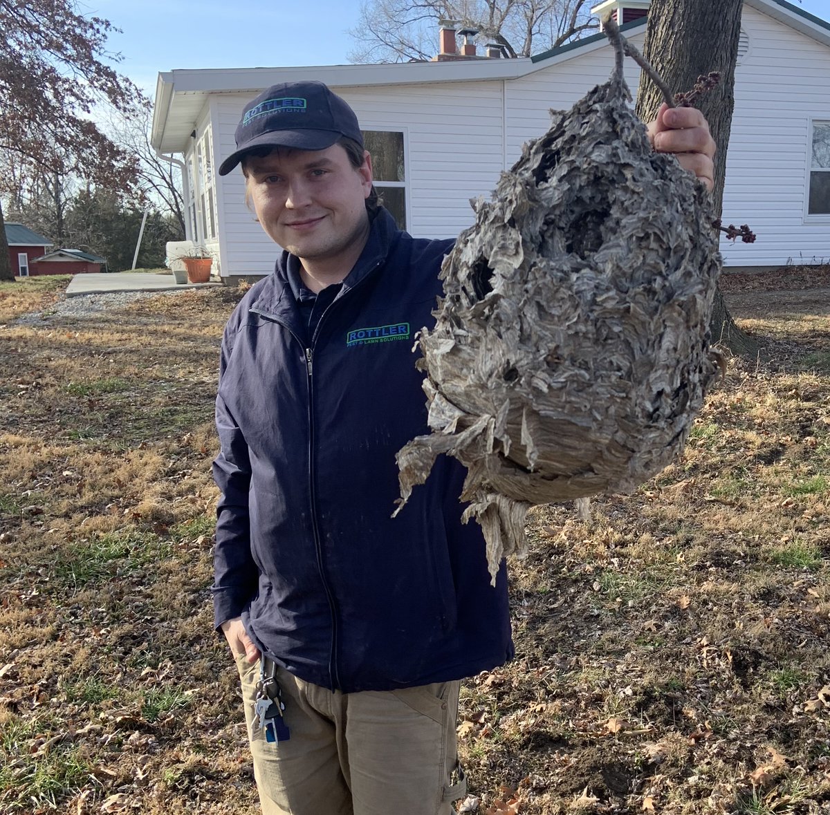 Check out that hornet nest! 😱 Removed from a home in Arnold, Missouri. #RottlerPestSolutions #PestControl