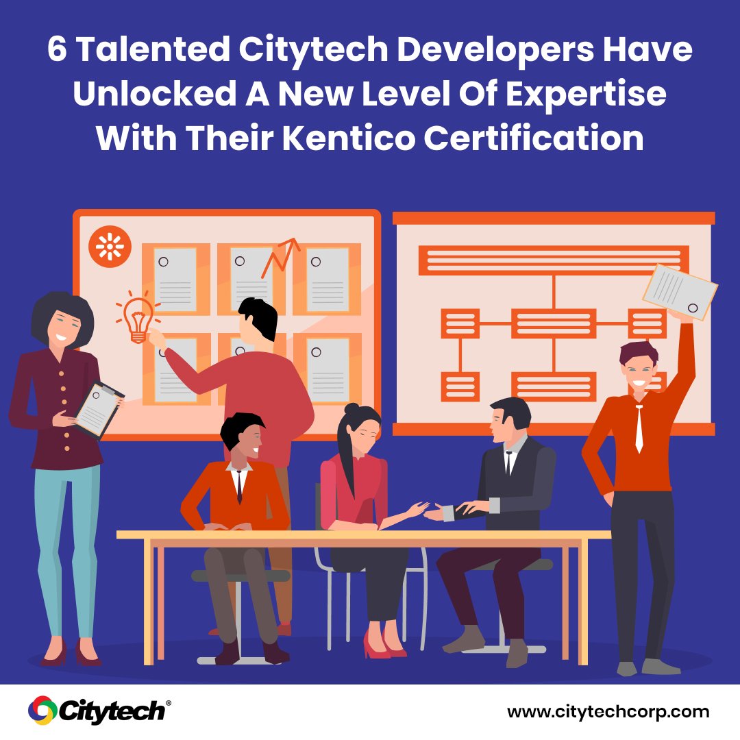 Adding to our troupe of Certified Developers, 6 new Developers from Citytech have acquired #Kentico certification. Citytech is a @Kentico Gold Partner and our team of Certified Developers aids businesses in successfully leveraging the Kentico platform to realize their goals.