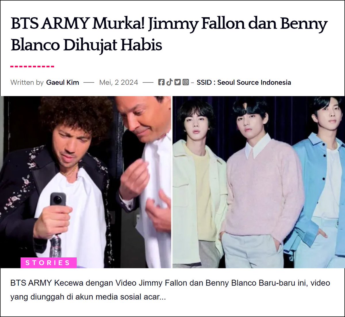 #BTS
#JimmyFallon
#BadDecisions
#ARMY
Baca: seoulsourceid.rf.gd/bts-army-murka…
✨gaeul.rdz