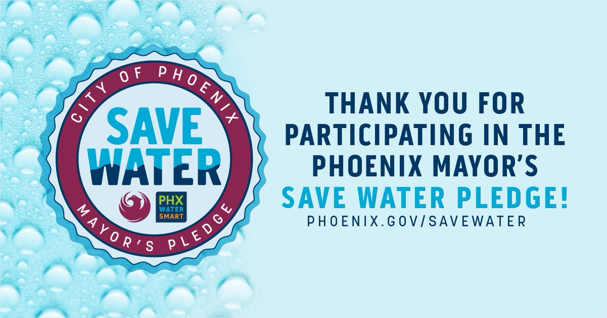 The 'Save Water Pledge' is a simple yet effective way #PHX residents can reduce water usage, such as fixing leaks, utilizing water-efficient appliances, and adopting smart watering practices that reflect seasonal weather conditions. Sign up: phoenix.gov/savewaterpledge @PHXWater