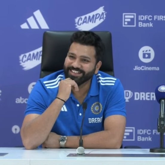 Virat Kohli's reaction to a question asked about the place of Rohit Sharma. Rohit's reaction to a question asked about the Strike Rate of Virat. - The Ro-Ko bond. 🤝❤️