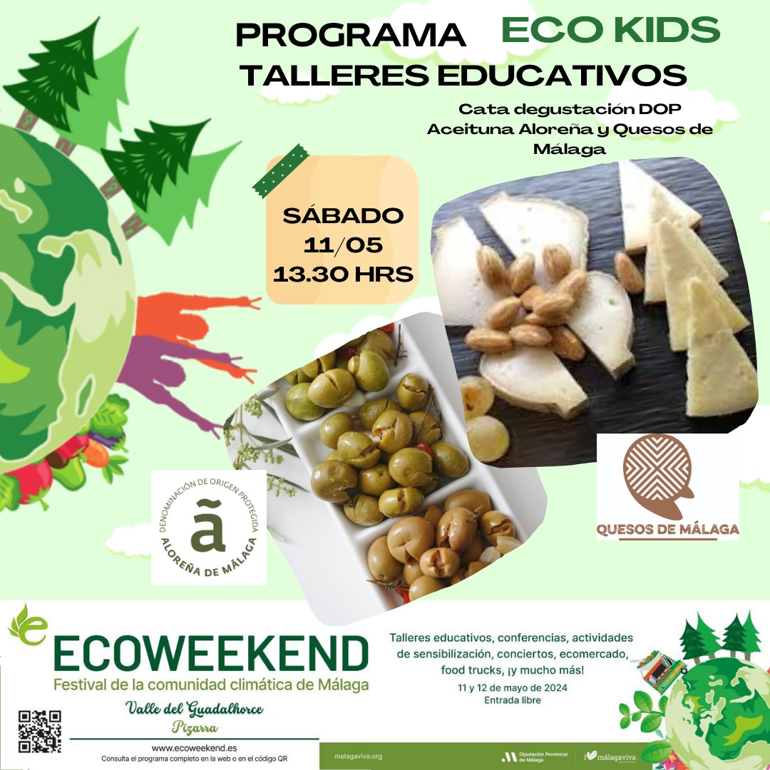 📣 👏🏻¡Descubre los diferentes talleres educativos gratuitos que se realizarán el sábado en #ecoweekendfestival! -Aprenderemos a hacer papel para conservar alimentos con ceja de abejas con @gdrguadalhorce -Cata degustación con DOP Aceituna Aloreña y @quesosdemalaga