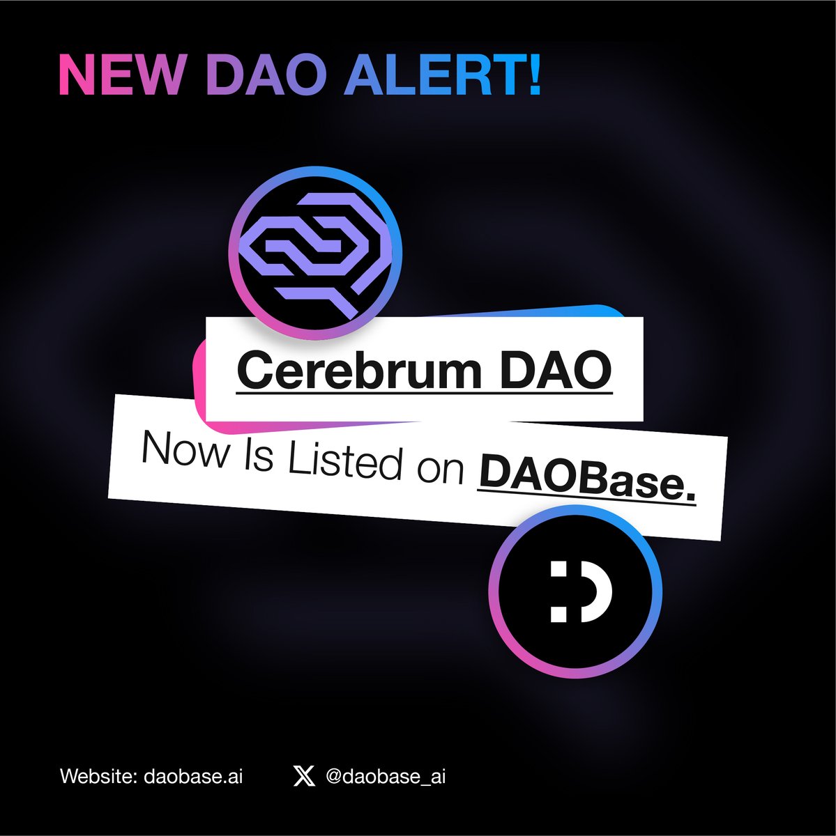 𝗡𝗲𝘄 𝗗𝗔𝗢 𝗔𝗹𝗲𝗿𝘁 🎉

@Cerebrum_DAO is now listed and verified on DAOBase ✅

Cerebrum DAO is an open global community collectively sourcing and nurturing solutions to advance brain health and prevent neurodegeneration with a focus on tackling Alzheimer's first 🧠

Explore…