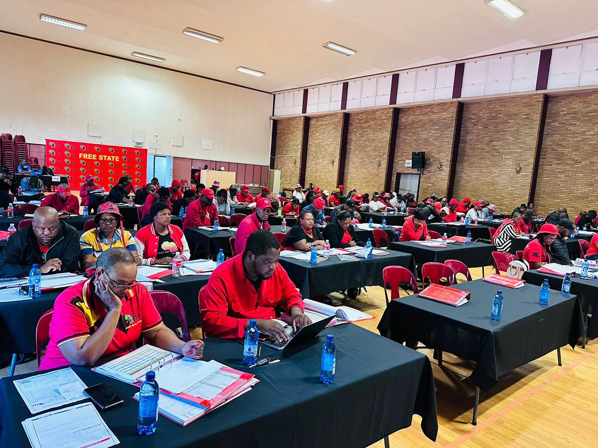 [IN PICTURES]: President @Julius_S_Malema chairing the EFF Free State PETF Meeting currently underway. #VoteEFF