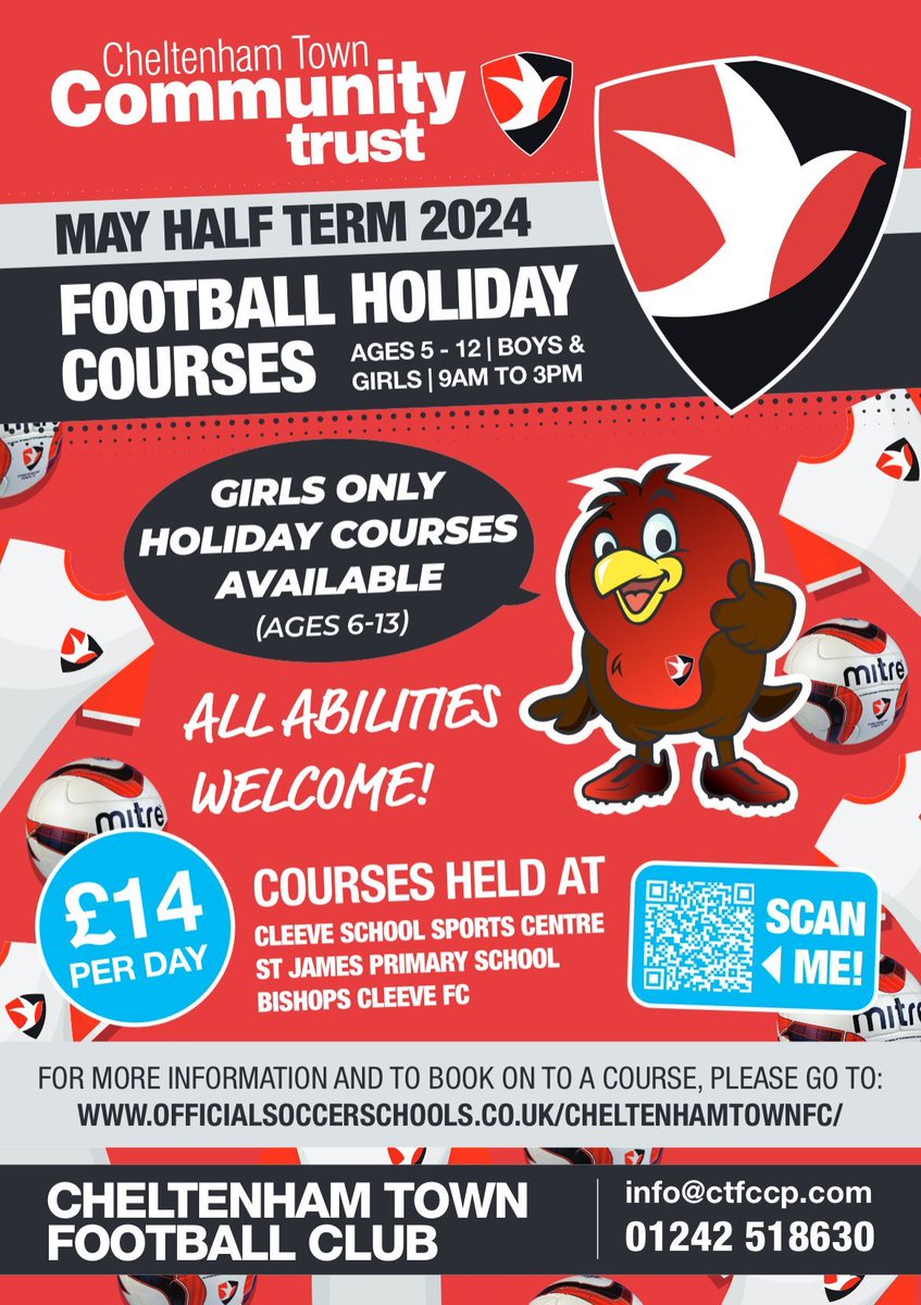 Join us this May half term at the girls only holiday camp! Aged 6-13, enjoy fun activities from 9am-3pm at St James Primary School and Bishops Cleeve Football Club for just £14 a day. Don't miss out! #GirlsHolidayCamp #MayHalfTerm #ctfc