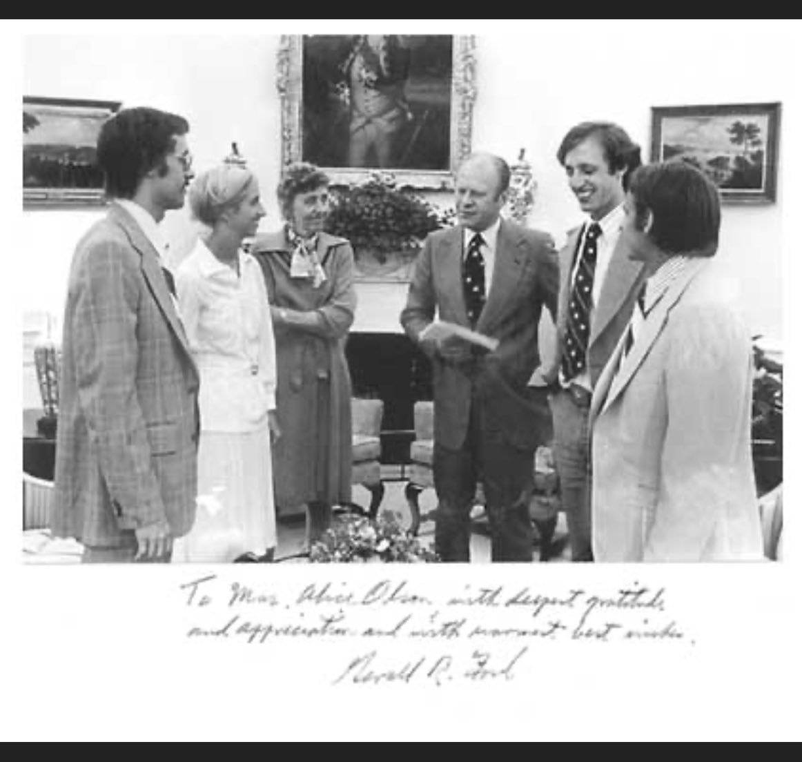 Here is President Ford meeting with the family of Dr. Frank Olson. Ford apologized on behalf of the U.S. Government for the scientist’s suicide after he was secretly given LSD by the CIA during the MK-ULTRA program. But don’t worry, CIA doesn’t do anything like this anymore 😉