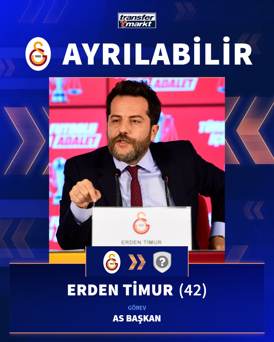 🦁 Galatasaray’da Erden Timur, yeni dönemde görev almayacak. %99 ihtimalle sezon sonunda Florya’da da olmayacak. 📎 VOLE / Ali Naci Küçük ➡️ transfermarkt.com.tr/s/Owr