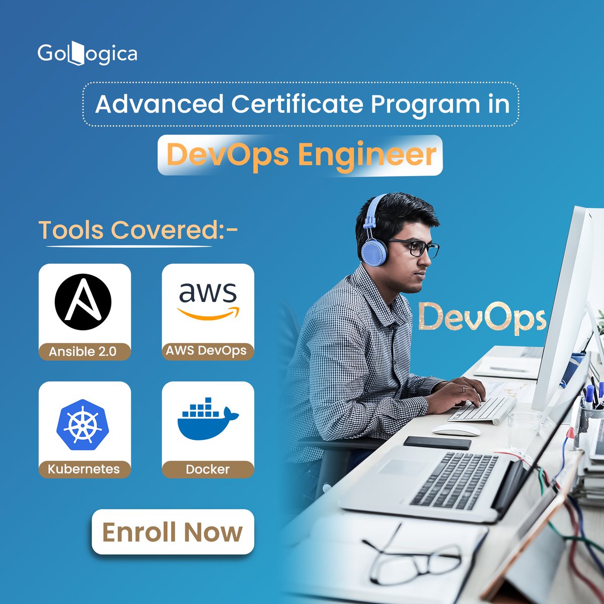 Elevate your career with our Advanced DevOps Engineer Certification Program at GoLogica! 
#DevOpsEngineer #GoLogica  #DevOpsSkills #DevOpsTraining #DevOpsCertification #DevOpsCareer #Ansible #Automation #ConfigurationManagement #InfrastructureAsCode #AnsiblePlaybook