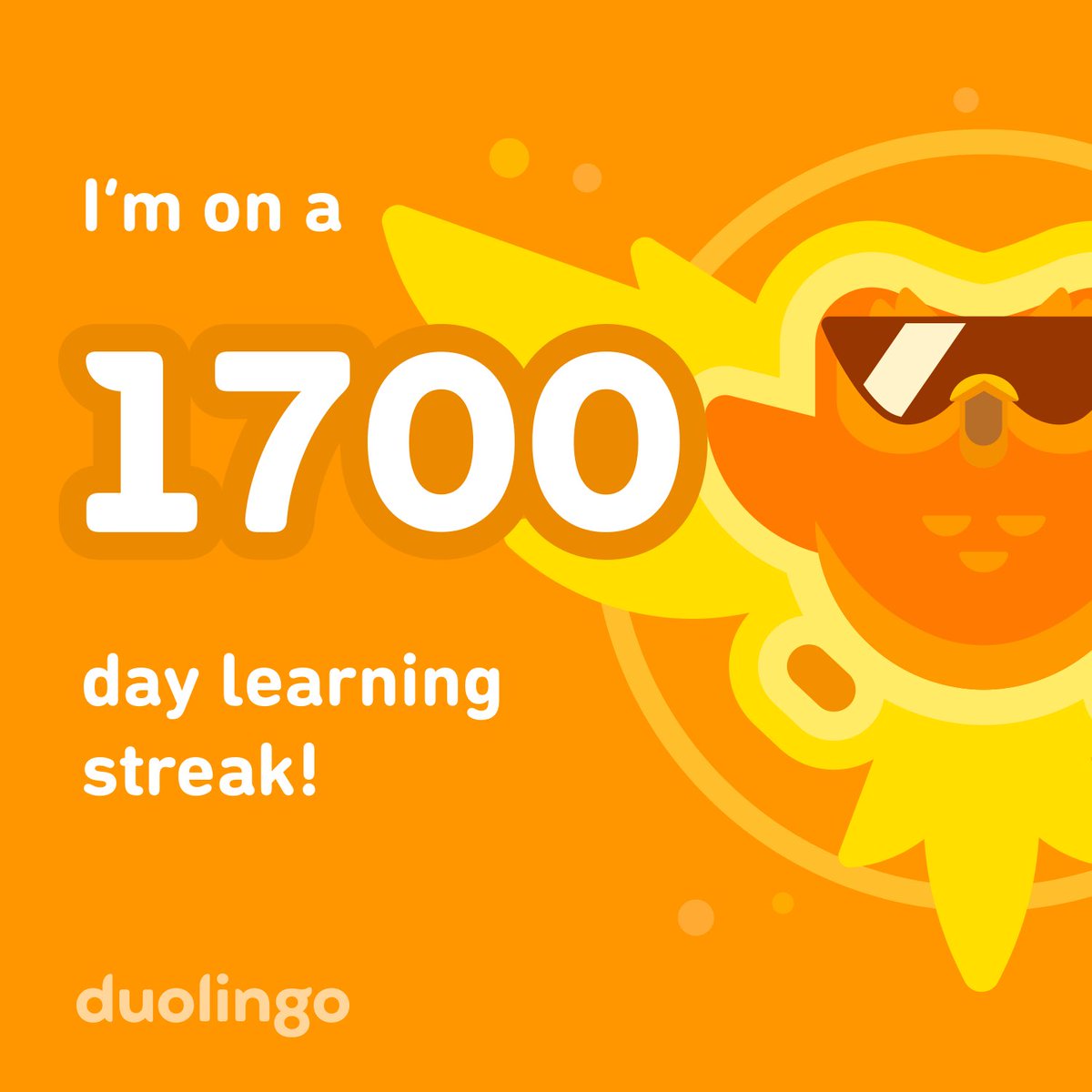 1700 day streak on @duolingo!