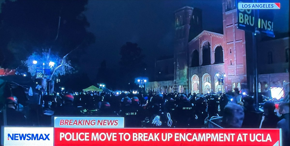 Good Morning Patriots!!!🇺🇸
  Joe Biden’s “silence is deafening” as UCLA erupts and LAPD moves in to confronts over 1000 rioters equipped with helmets, bats & makeshift weapons. 
  The leadership in our America is at a level of severe “Epic Failure”. 
  #Trump2024NowMorethanEver