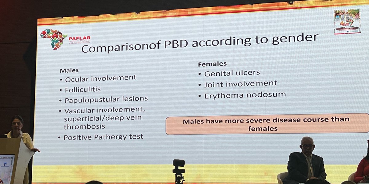 Some gender differences noted by Dr. Akatay (Turkey) in behcets. #PAFLAR24 ⁦@paflar⁩