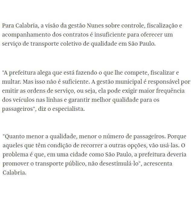 A gestão Nunes em SP tem destruído a qualidade dos Ônibus em SP.

E ainda tenta fugir da responsabilidade afirmando que o papel dela é só fiscalizar e multar.

Quem define a frequência dos Ônibus é a SPTrans, está baixa e péssima porque o Nunes quer!
#ÔnibusZero
Link abaixo