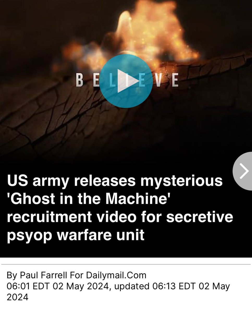 US army releases mysterious 'Ghost in the Machine' recruitment video for secretive psyop warfare unit dailymail.co.uk/news/article-1…