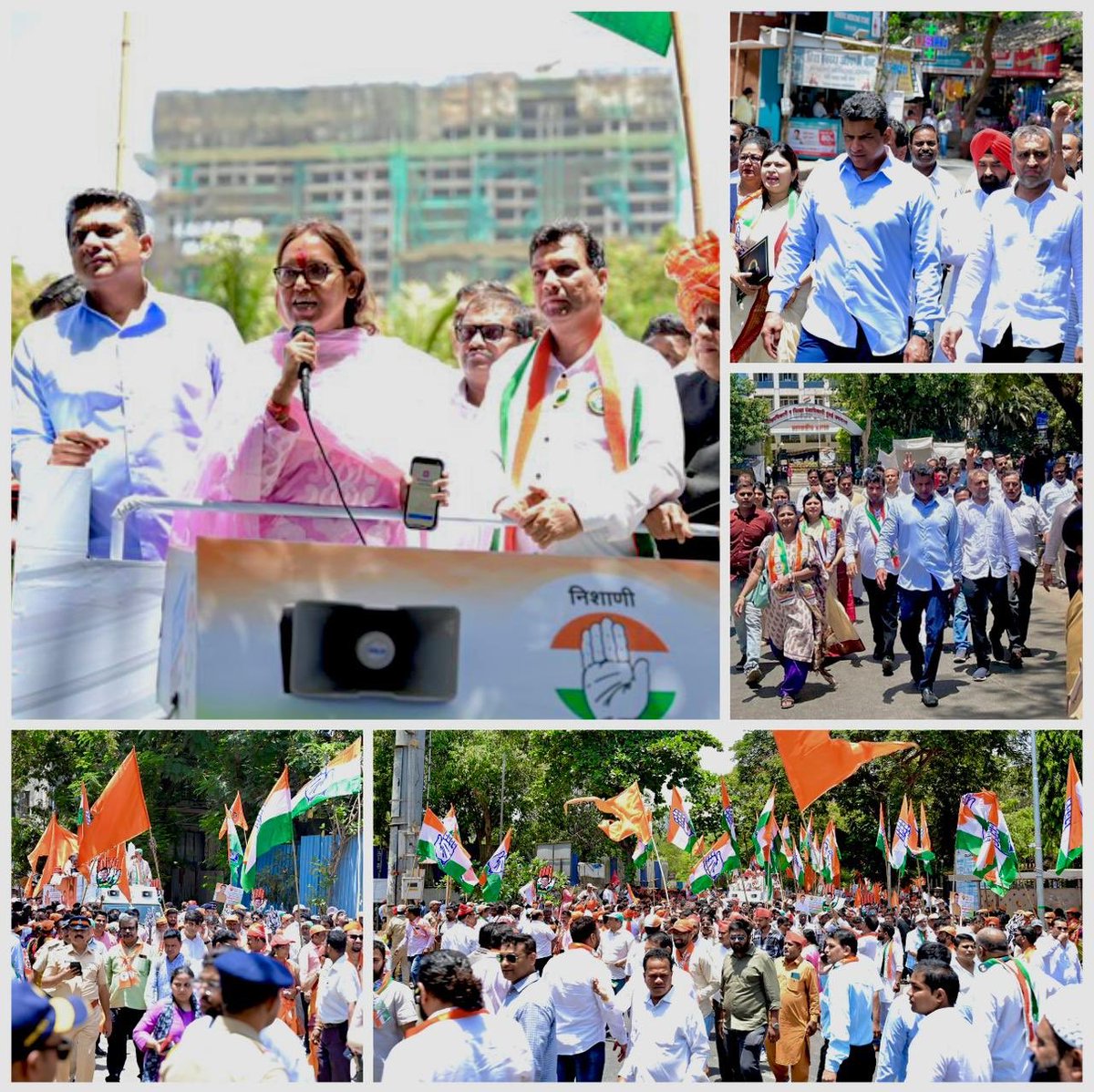 MRCC Vice President, Shri @BhushanKPatil12, filed his nomination as the official India-MVA candidate from 26- North Mumbai Lok Sabha seat today. Leaders from @INCMumbai, including MRCC President Prof. @VarshaEGaikwad Tai, along with senior MVA leaders, extended their support.