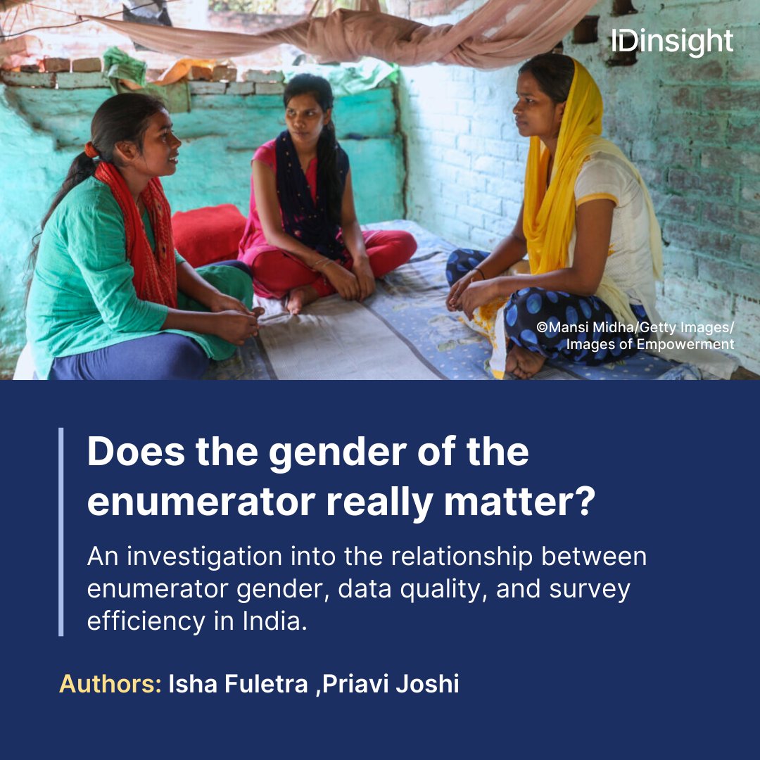 'Female enumerators performed significantly better than male enumerators across all the relevant indicators when interviewing female respondents on topics typically deemed gender-sensitive,' shares @priavijoshi and @IshaFuletra In this recent blog, we investigate the…