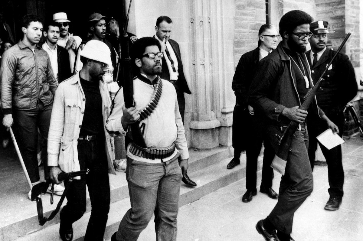 Sharing this Pulitzer Prize-winning photograph of students ending the occupation of Willard Straight Hall at Cornell University in 1969, as a reminder that building occupations are a time-honored tradition of student protest.