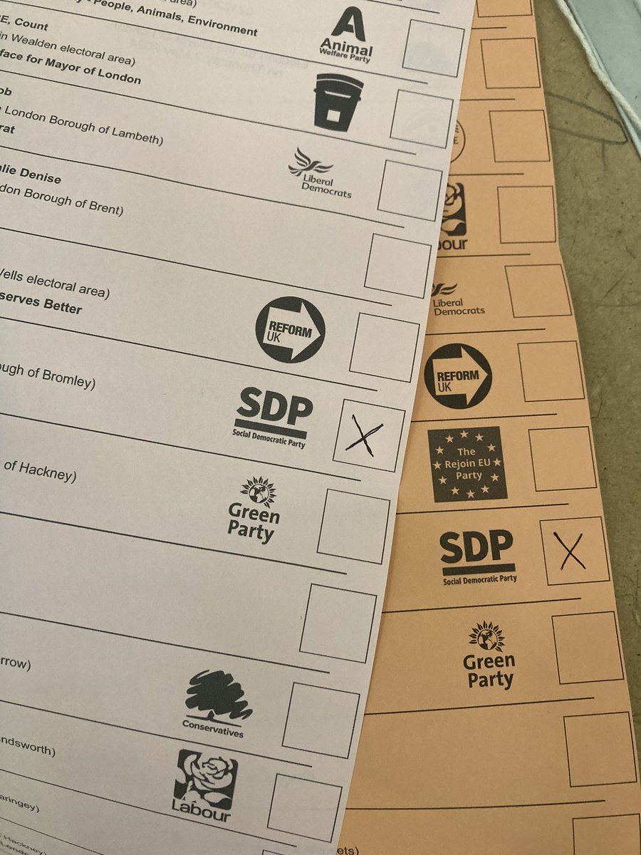 Just voted for Amy Gallagher as London Mayor and the Social Democratic Party for a place on the London Assembly @LondonSdp @SDPhq