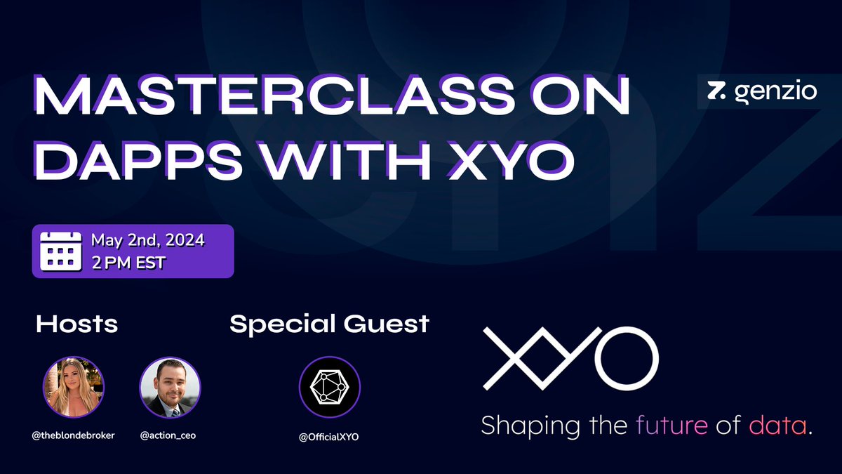 Join us today at 2PM EST on a live space with @OfficialXYO for a Masterclass on dApps!! x.com/i/spaces/1djgx… Hosted by: @theblondebroker & @action_ceo Special Guest: @arietrouw