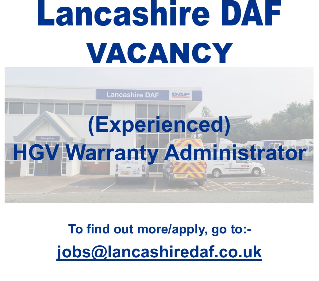 lancashiredaf.co.uk/about-us/vacan…
#lancashiredaf #daf #warrantyadmin #hgv #jobs #hiring #vacancy