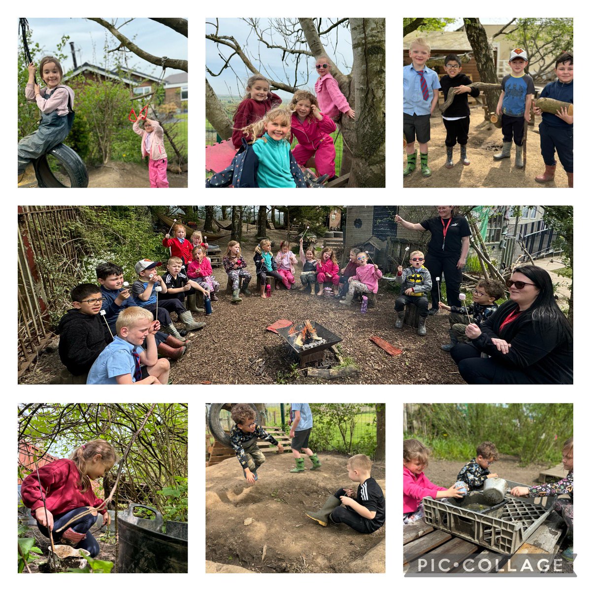 Toasted marshmallows and muddylicious play 💚#forestschool #year1 #makingmemories #nochildleftinside