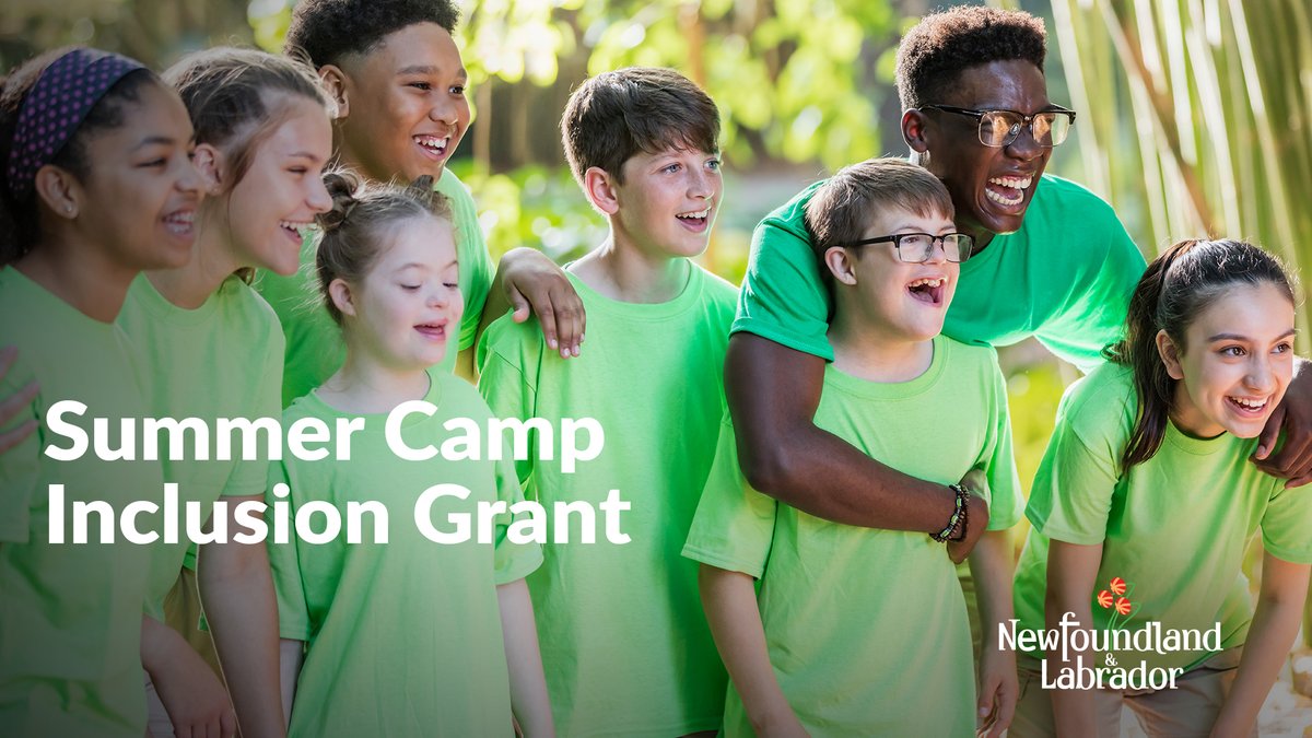 📢 Applications are open for the 2024 Summer Camp Inclusion Grant which provides financial assistance to pay for a support person so children with disabilities can participate in summer camps. Learn more: gov.nl.ca/releases/2024/… The deadline to apply is May 31, 2024. #GovNL