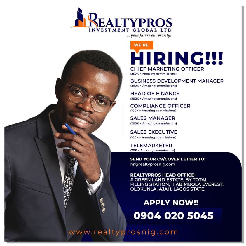 Hiring!!!

Location: Lagos 

Apply now or tag someone who might be interested.

Follow @job_openings_ng for job updates.

#job #jobalertsng #jobvacanciesnigeria #jobopenings #jobsnigeria #jobopportunities #jobslagos #jobsinportharcourt